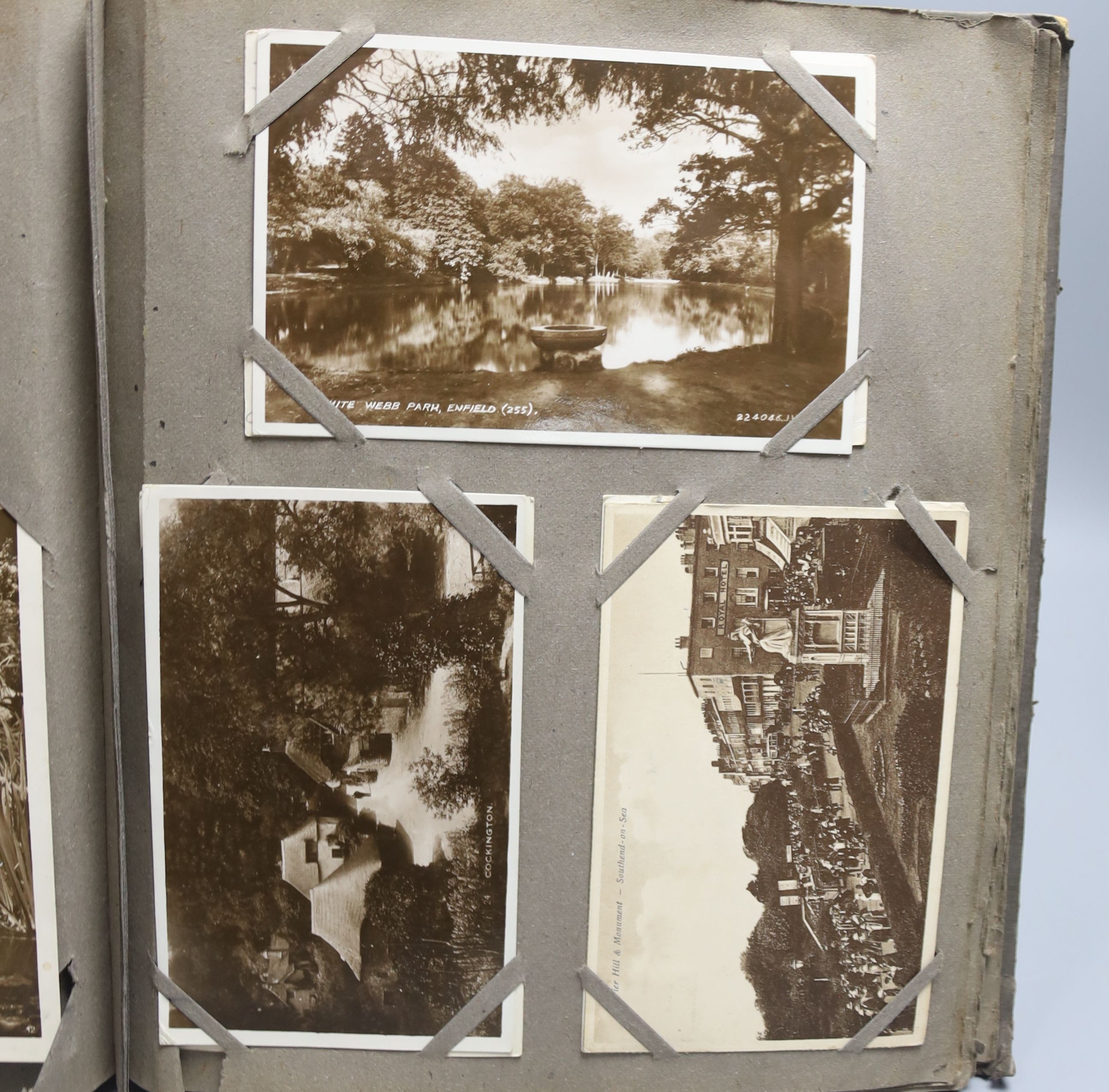 Two albums of Edwardian and later postcards, including Sussex, Kent, Surrey and seaside resort views